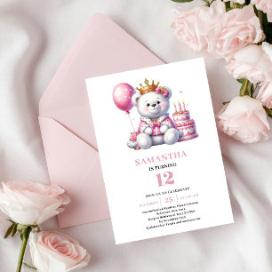 Convite de Aniversário de Menina Urso de Pelúcia T