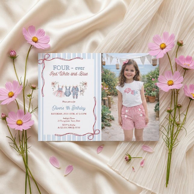 Convite de aniversário de menina Vermelho Branco e (Criador carregado)