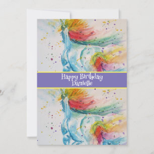 Convite de Aniversário de Meninas Arte de Unicórni