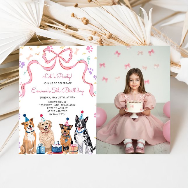 Convite de Aniversário de Meninas Cachorrinhas Vam (Criador carregado)
