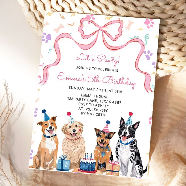 Convite de Aniversário de Meninas Cachorrinhas Vam (Criador carregado)