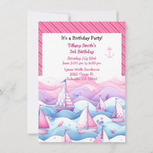 Convite de Aniversário de Meninas de Barco à Vela 