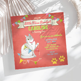 Convite de Aniversário de Meninas de Gatos Fofos
