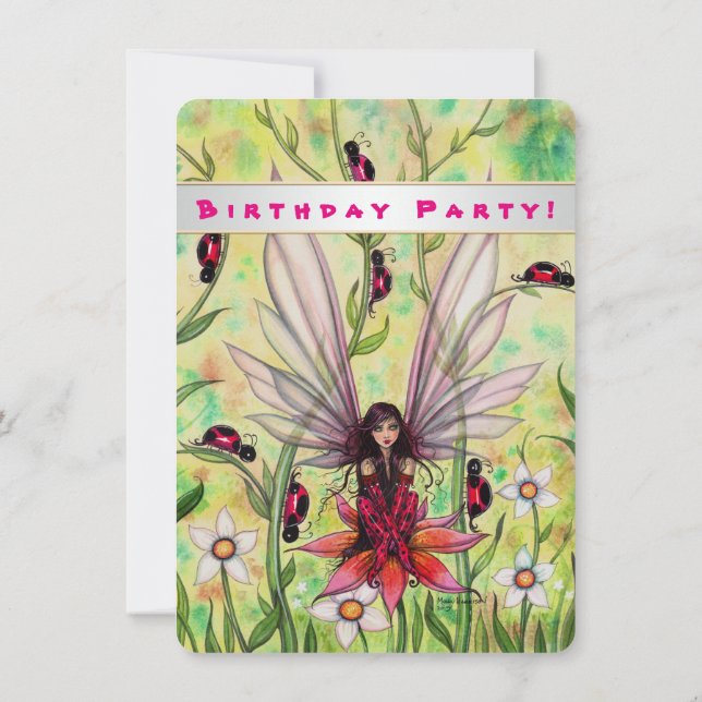 Convite de Aniversário de Meninas Fantasia Fada Jo (Verso)