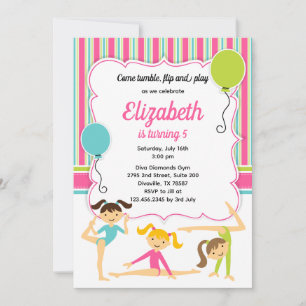 Convite de Aniversário de Meninas Ginastas