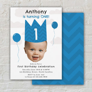 Convite de Aniversário de Menino 1º Aniversário Fo