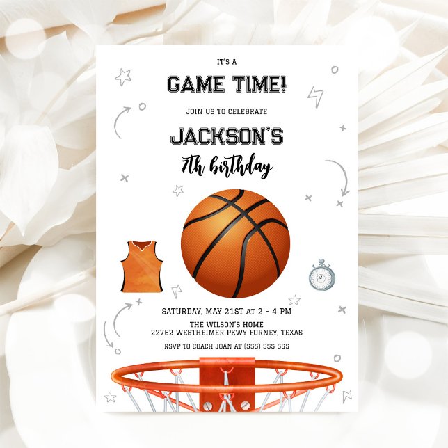 Convite de Aniversário de Menino Basquete Infantil (Criador carregado)