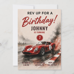 Convite de Aniversário de Menino com Carro de Corr