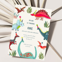 Convite de Aniversário de Menino com Dinossauro Co