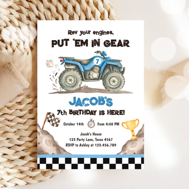 Convite de Aniversário de Menino com Quad ATV Tril (Criador carregado)