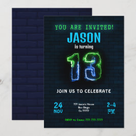Convite de Aniversário de Menino de 13 anos