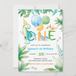 Convite de Aniversário de Menino de 1 Ano com Dino