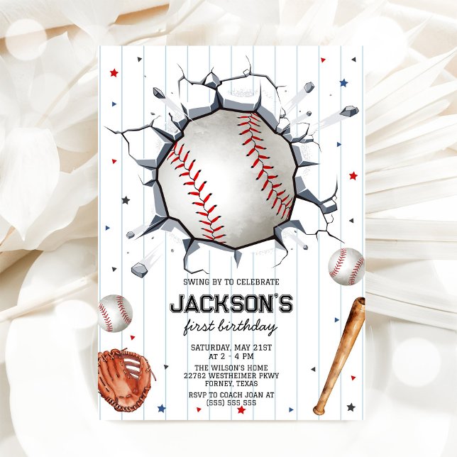 Convite de Aniversário de Menino de Beisebol (Criador carregado)