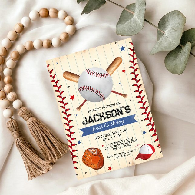 Convite de Aniversário de Menino de Beisebol (Criador carregado)