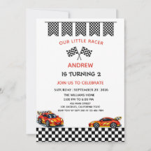 Convite de Aniversário de Menino de Carro de Corri