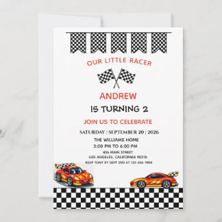 Convite de Aniversário de Menino de Carro de Corri
