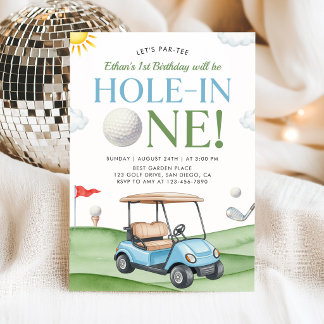 Convite de Aniversário de Menino de Golfe Hole In