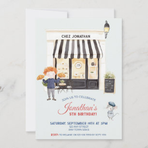 Convite de aniversário de menino de padaria france