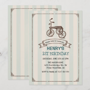 CONVITE DE ANIVERSÁRIO DE MENINO DE TRICICLO VINTA