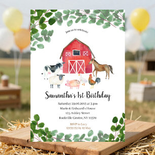 Convite de Aniversário de Menino do Campo com Verd