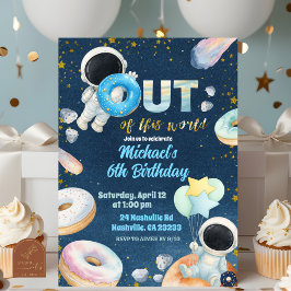 Convite de Aniversário de Menino Donuts Espaciais