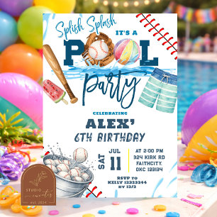 Convite de Aniversário de Menino Festa de Piscina