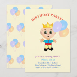 Convite de Aniversário de Menino Fofo