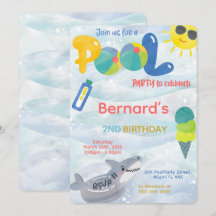 Convite de Aniversário de Menino na Piscina
