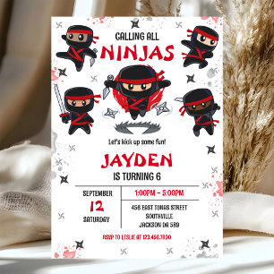 Convite de Aniversário de Menino Ninja Karate Kids