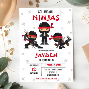 Convite de Aniversário de Menino Ninja Karate Kids