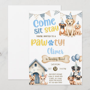 Convite de aniversário de menino para cachorrinho