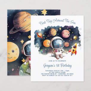 Convite de Aniversário de Menino Planetas Espaço S
