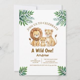 Convite de Aniversário de Menino Safari Animal Sel