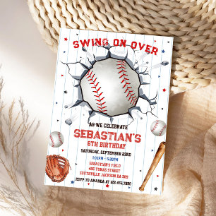 Convite de Aniversário de Menino Swing de Beisebol