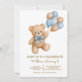 Convite de Aniversário de Menino Urso de Pelúcia Q