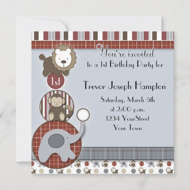 Convite de Aniversário de Meninos com Aperitivos (Frente)