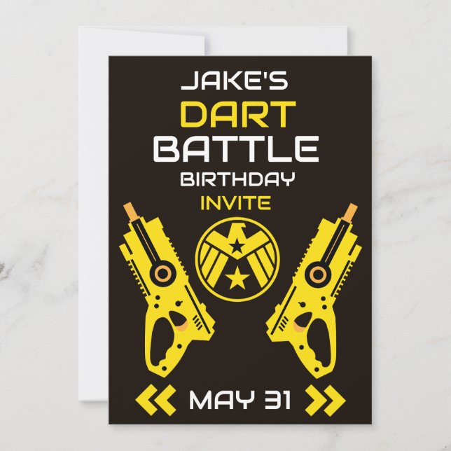 Convite de Aniversário de Meninos Dart Wars (Frente)