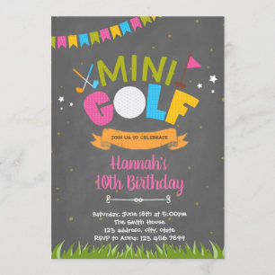 convite de aniversário de Mini Golfe