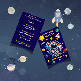 Convite de Aniversário de Missão de Astronauta Edi