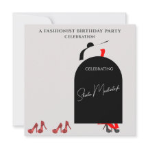 Convite de Aniversário de Moda Preta Glam Fab Sapa