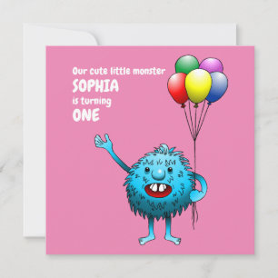 Convite de Aniversário de Monstro Fofinho e Bonito