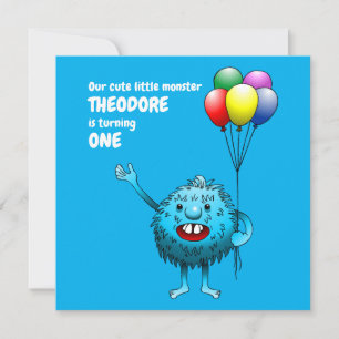 Convite de Aniversário de Monstro Fofinho e Bonito