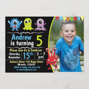 Convite de aniversário de monstros,Convite de mod
