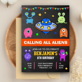 Convite de Aniversário de Monstros e Aliens Fofos