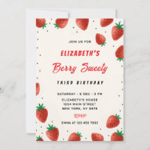 Convite de aniversário de morango