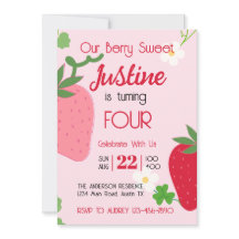 Convite de Aniversário de Morango Doce Fruta