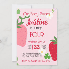 Convite de Aniversário de Morango Doce Fruta