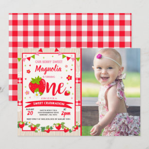 Convite de Aniversário de Morango Festa de Berry 
