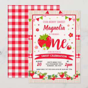 Convite de Aniversário de Morango Festa de Berry 