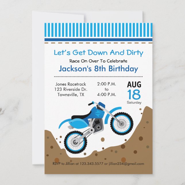 Convite de Aniversário de Moto de Trilha (Frente)